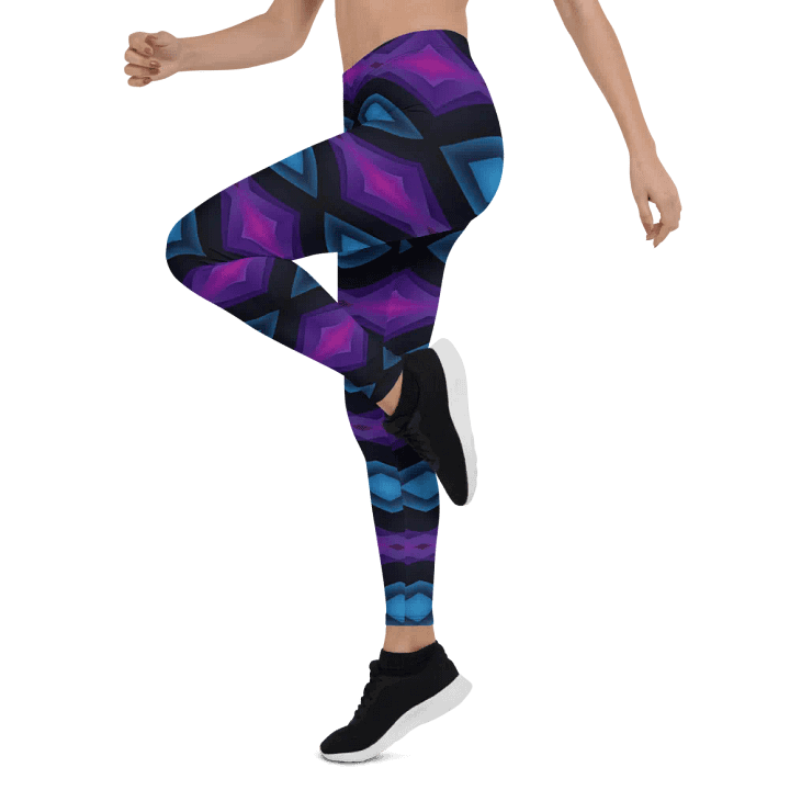 Purple & Blue Diamond Women's Leggings – Modern Geometric Design product image (1)