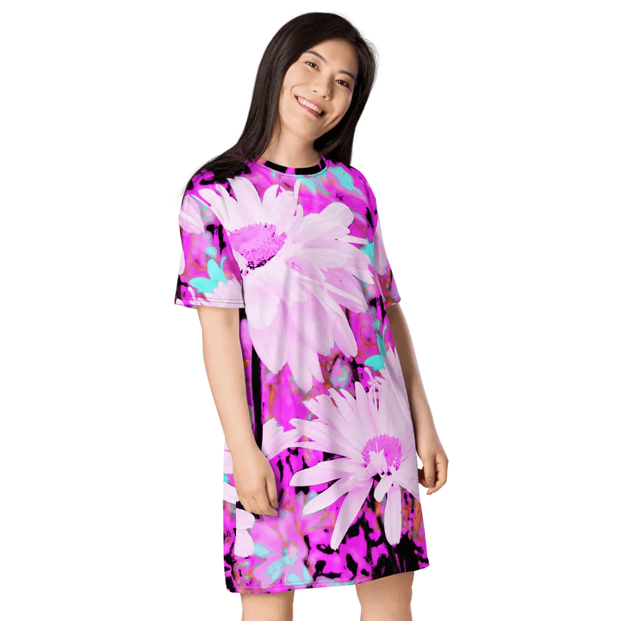 Abstract Cooler Daises Ladies T Shirt Dress product image (5)