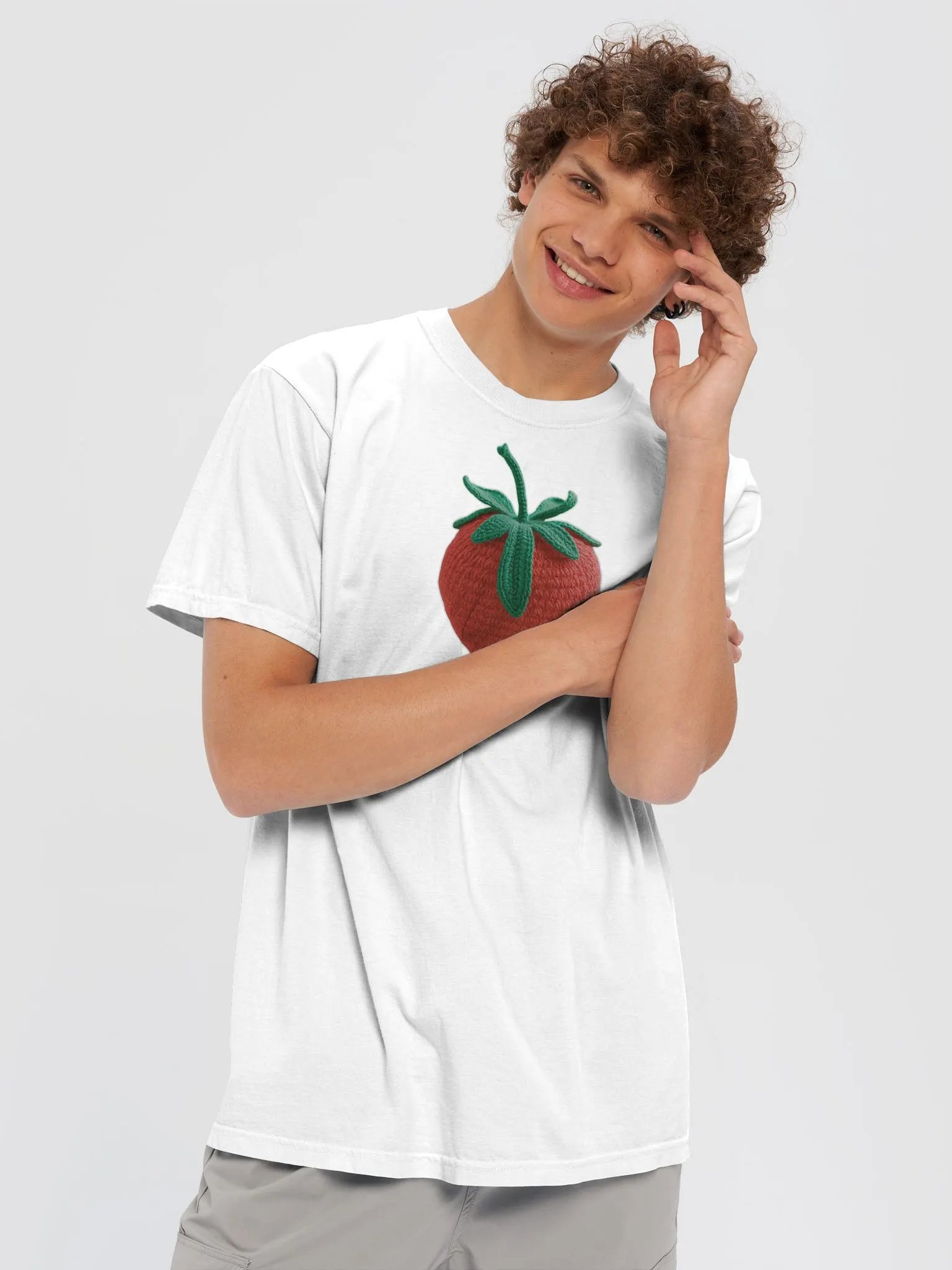 CozyAvocado White Garment-Dyed Heavyweight T-Shirt Strawberry #1 product image (5)