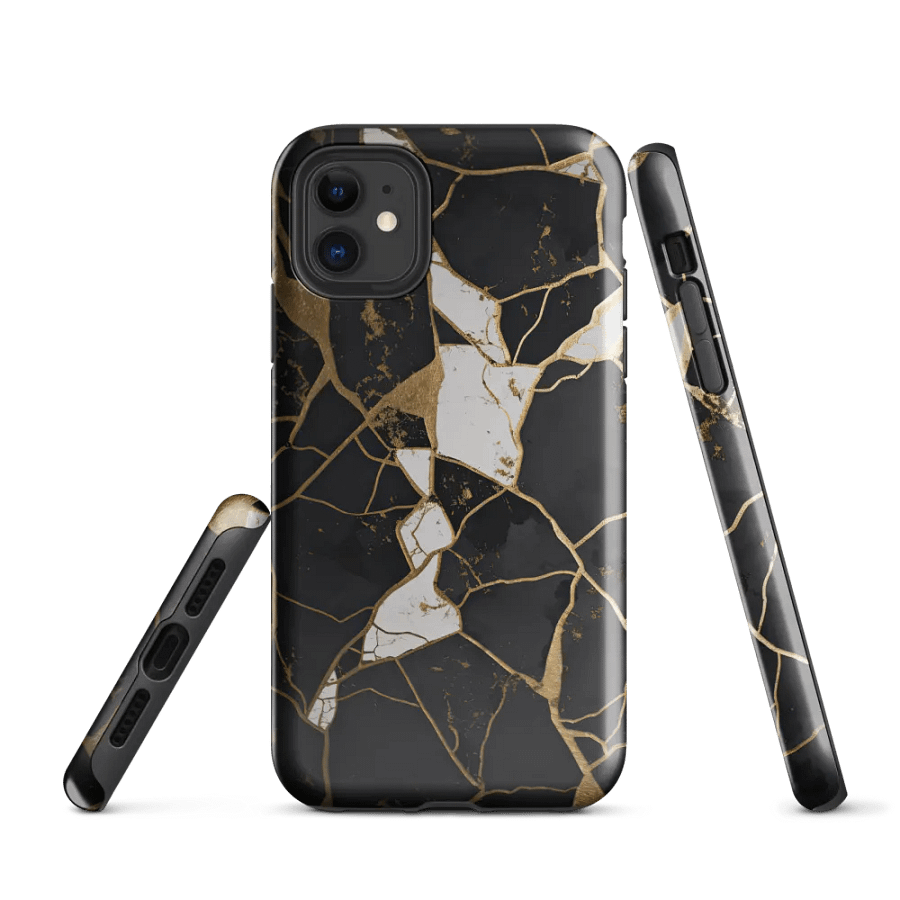 Black, White & Gold Kintsugi Tough iPhone Case product image (1)