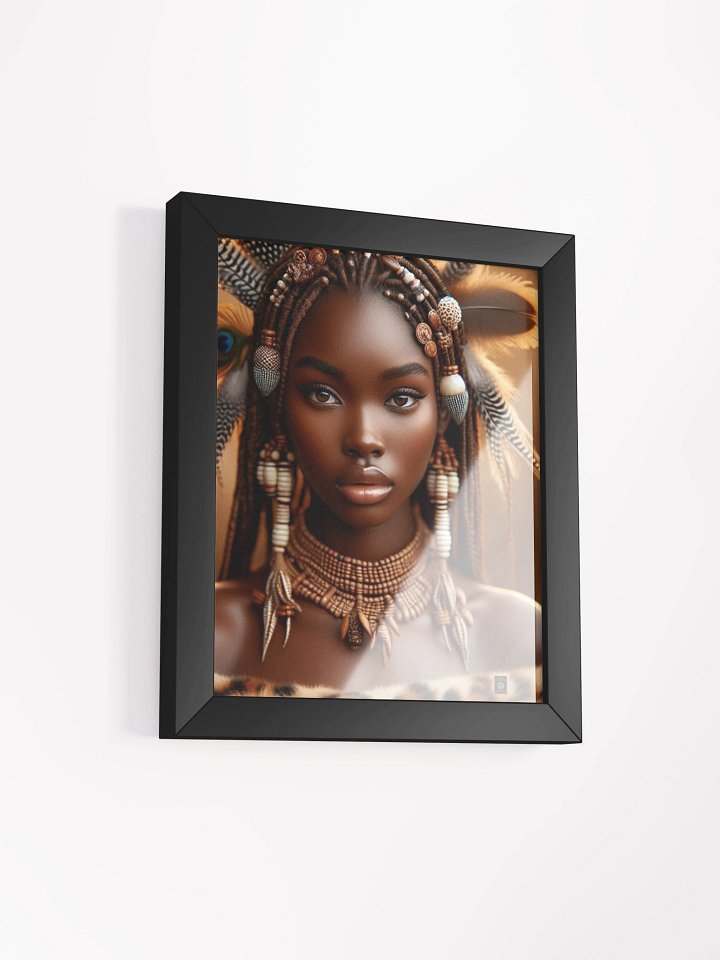 Shona Princess with Quail and Guinea Fowl Feathered Crown-Portrait -Eco-Friendly Ayous Wood Art Frame product image (10)