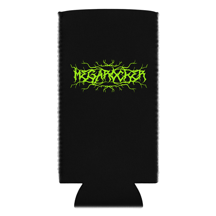 MegaRocker Neon Green Death Metal Logo Slim Can Cooler product image (1)