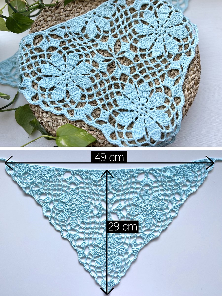 Crochet Pattern: Lacy Bandana with Flower Squares product image (3)