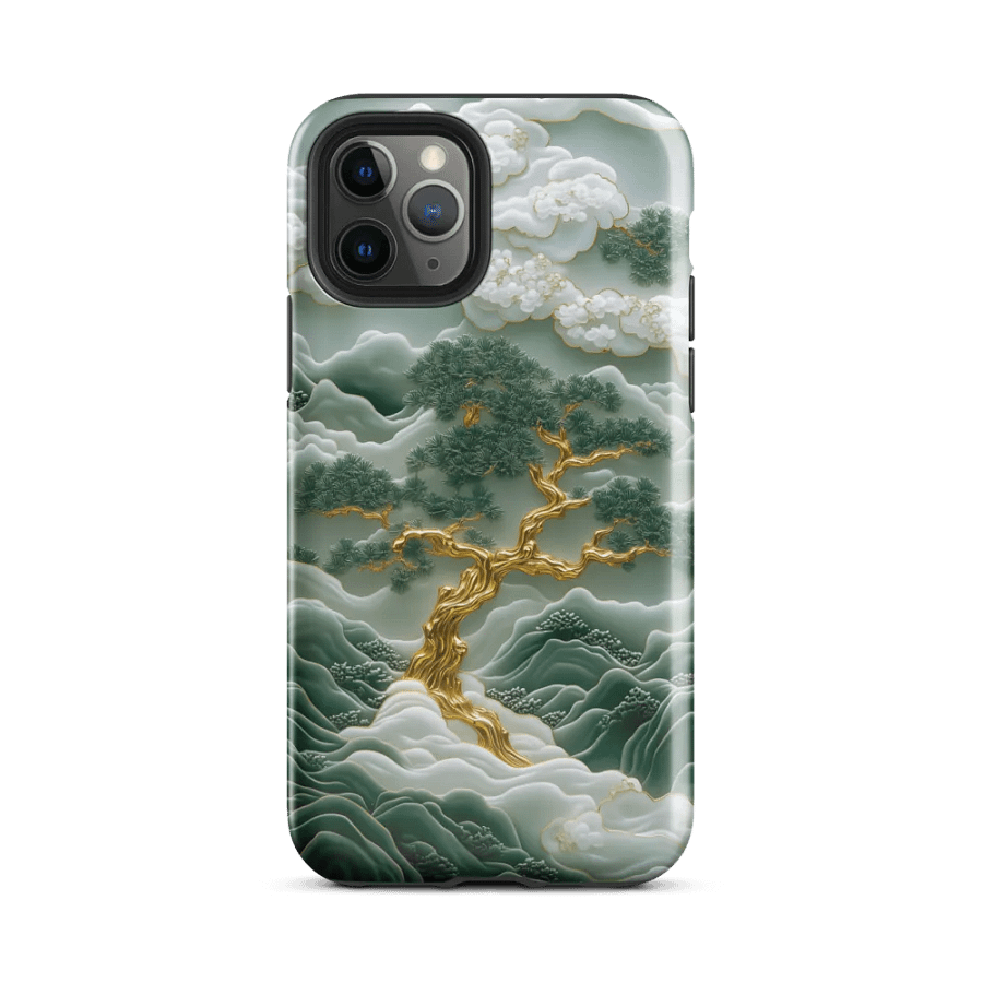 Faux Gold Green Tree, Jade Carving Effect - Tough Phone Case product image (1)