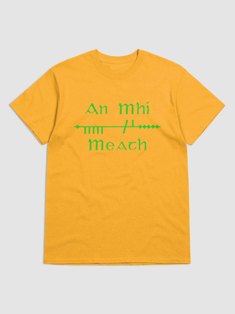 Meath/An MhÍ Scholastic style Ogham gold printed T-shirt product image (1)