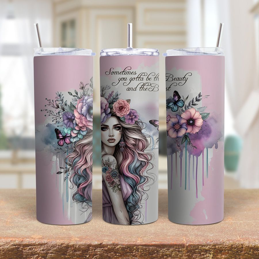 Beauty and Beast Skinny Tumbler Wrap product image (1)