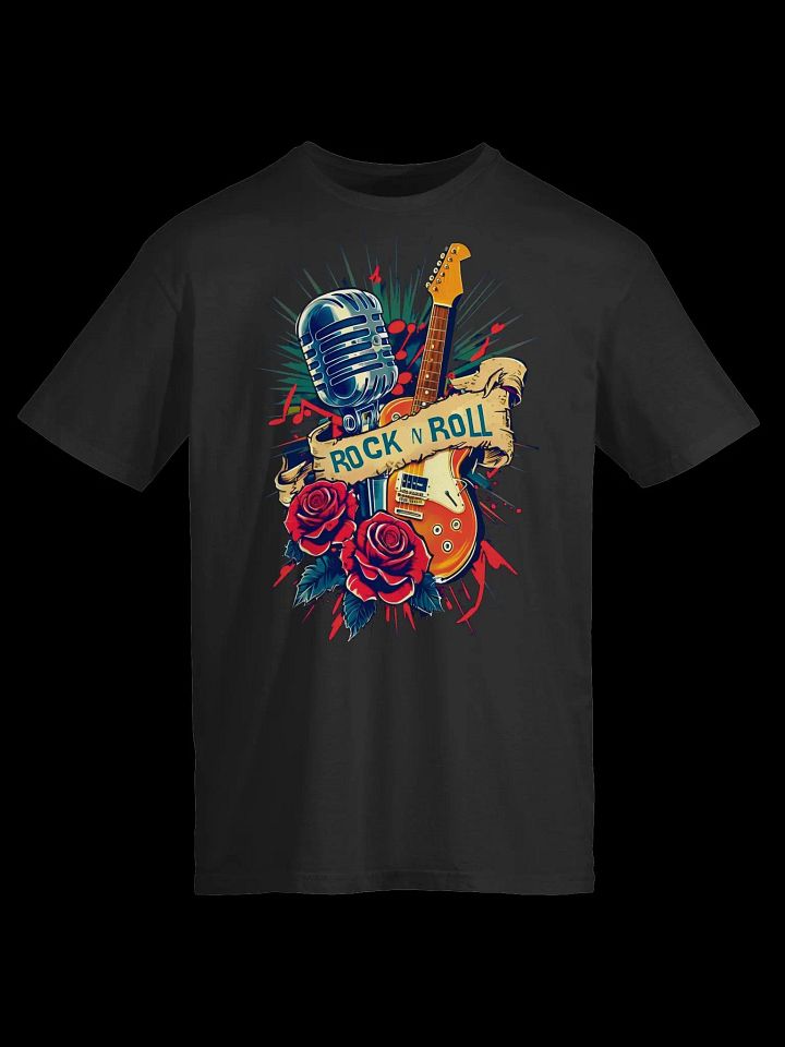 Music Lover-Rock N Roll-Microphone, Guitar, and Roses T-Shirt product image (6)