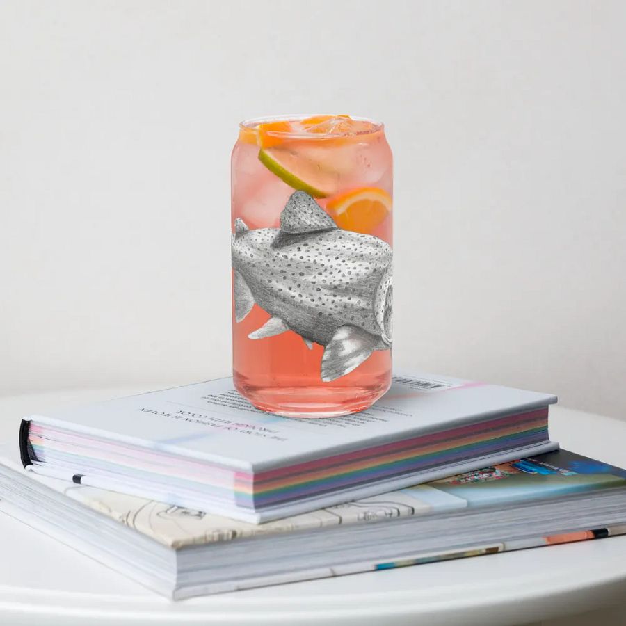 Trout Drawing Glass Can Cup product image (34)