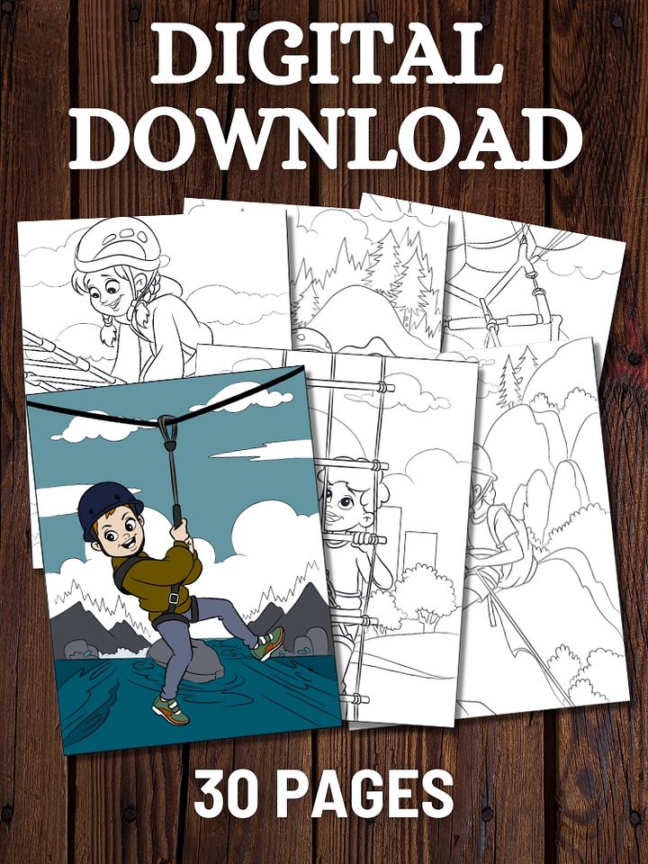 Kids at Outdoor Adventure Camp Printable Coloring Pages product image (1)