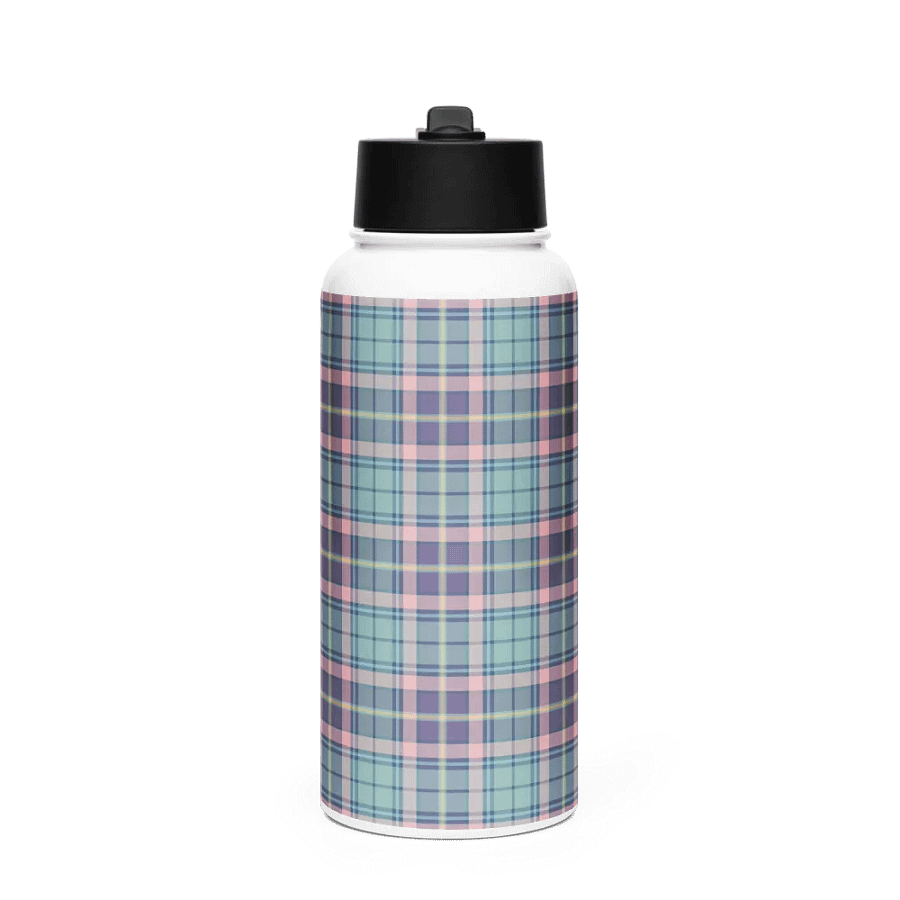 Light Green, Lavender, and Pink Plaid Water Bottle product image (4)