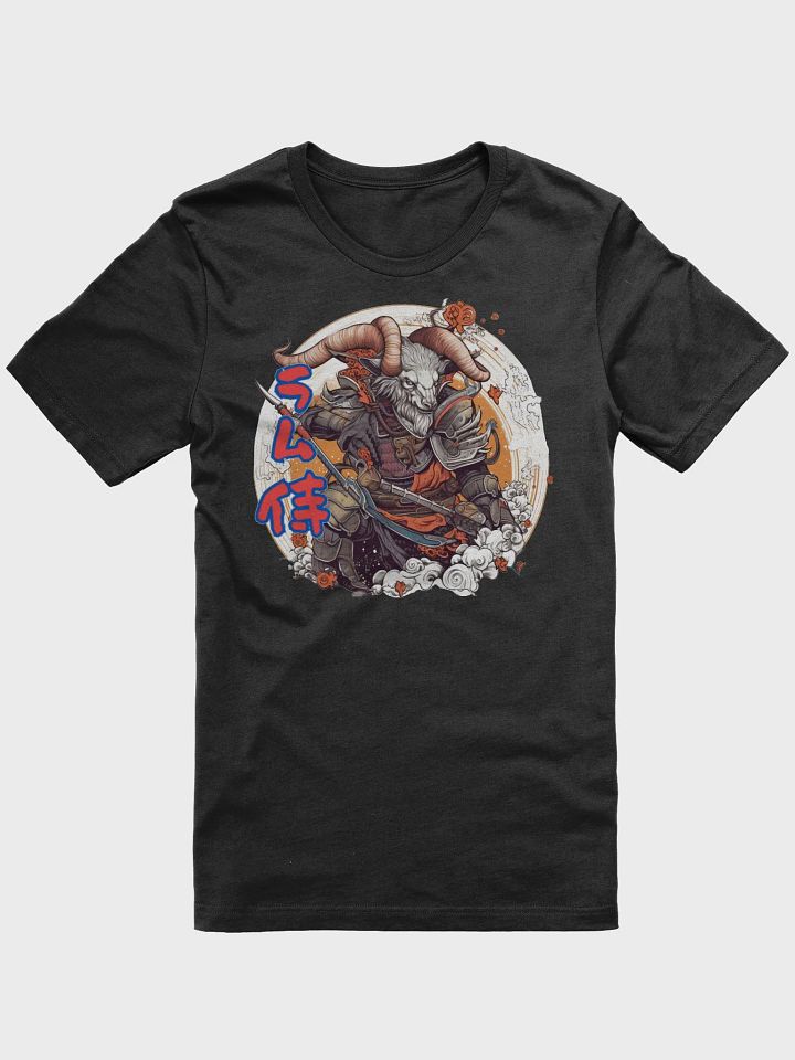 Samurai Ram Warrior Art T-Shirt, Japanese Mythical Goat Design, Unique Animal Fusion Shirt, Bold Anime Style Classic Tee product image (1)