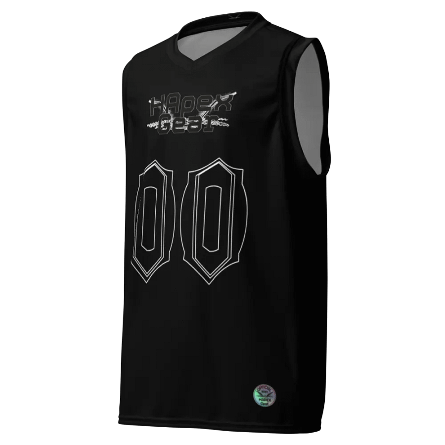 Hélain - Black - Recycled Unisex Basketball Jersey - Black HApex Gear Black Logo product image (1)