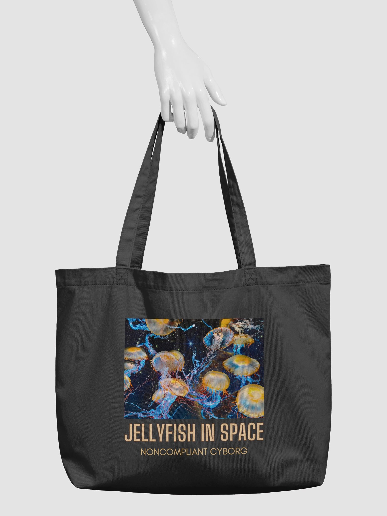 Jellyfish in Space Cotton Tote Bag product image (3)