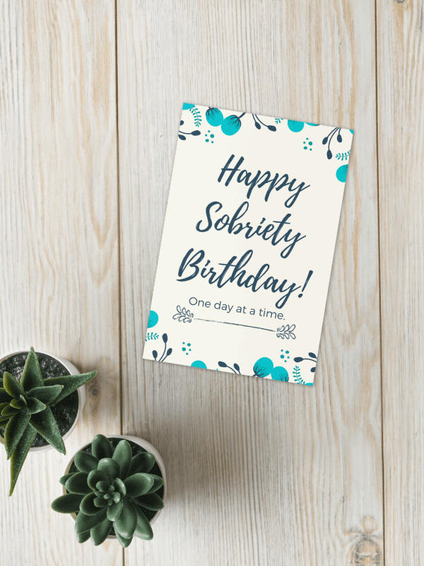 Blue Sobriety Birthday Greeting Card product image (2)