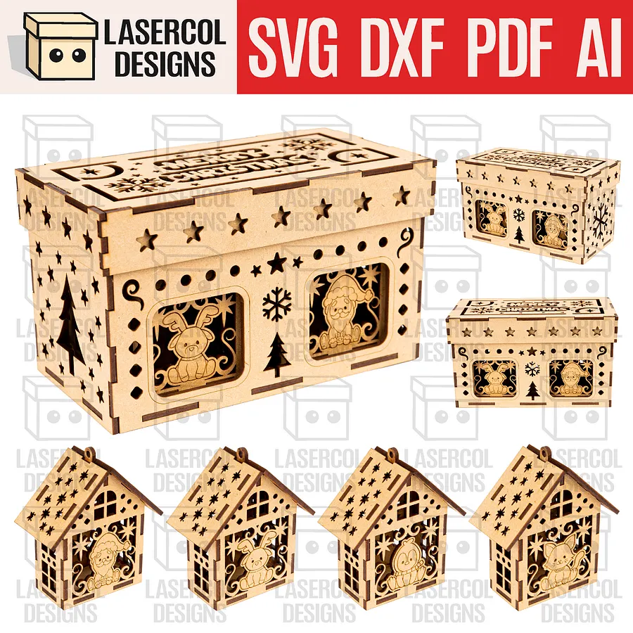 Christmas Characters Houses Ornaments Box Set 1 & Set 2 - Laser Cut Files product image (3)