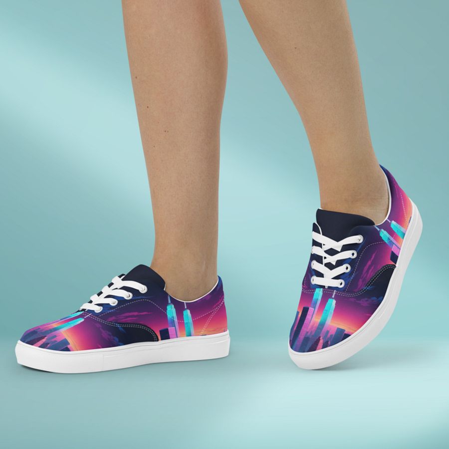 Vaporwave New York City All Over Print Canvas Shoes product image (4)