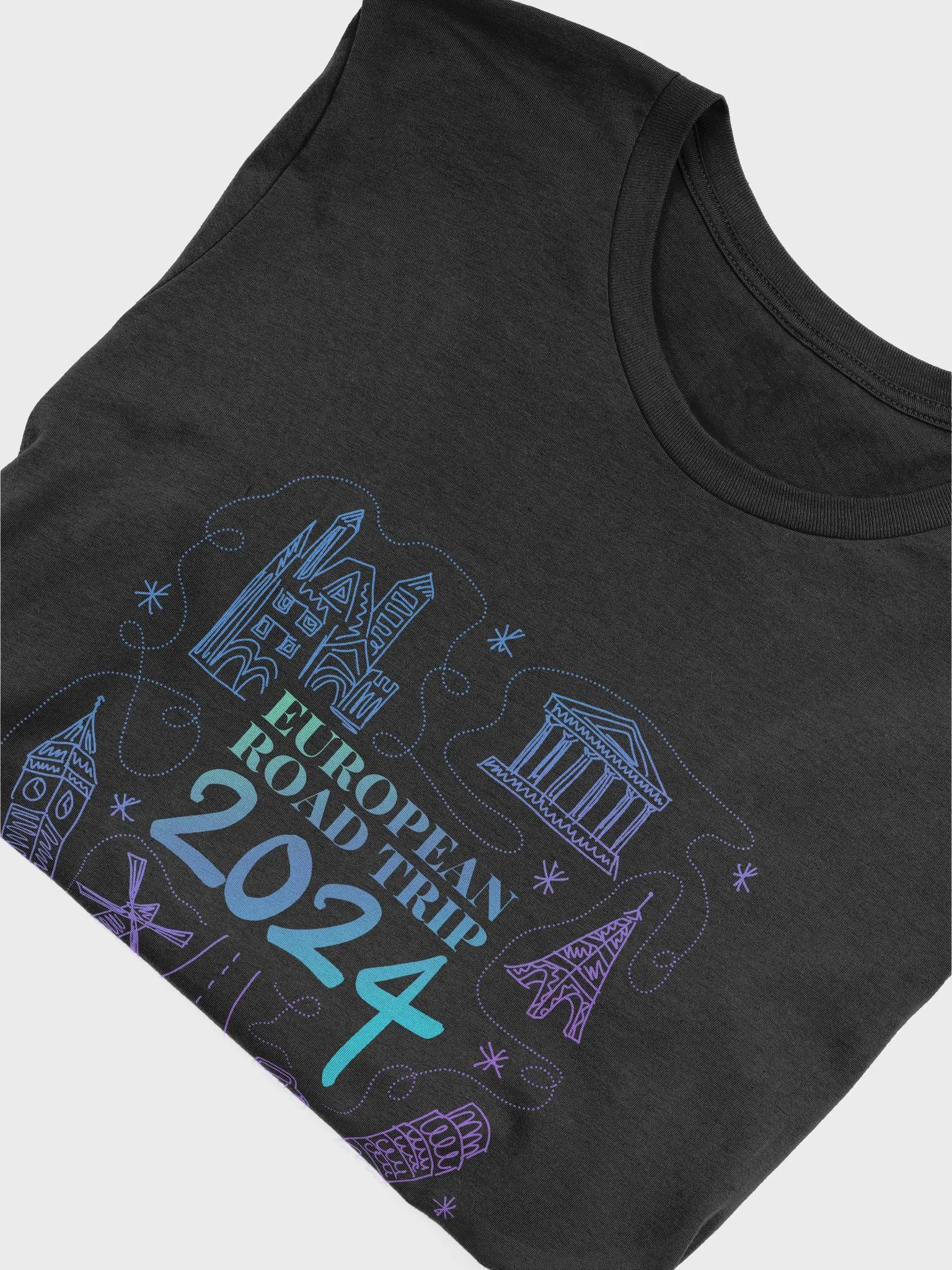 European Road Trip T-Shirt - Blue/Purple Text product image (1)