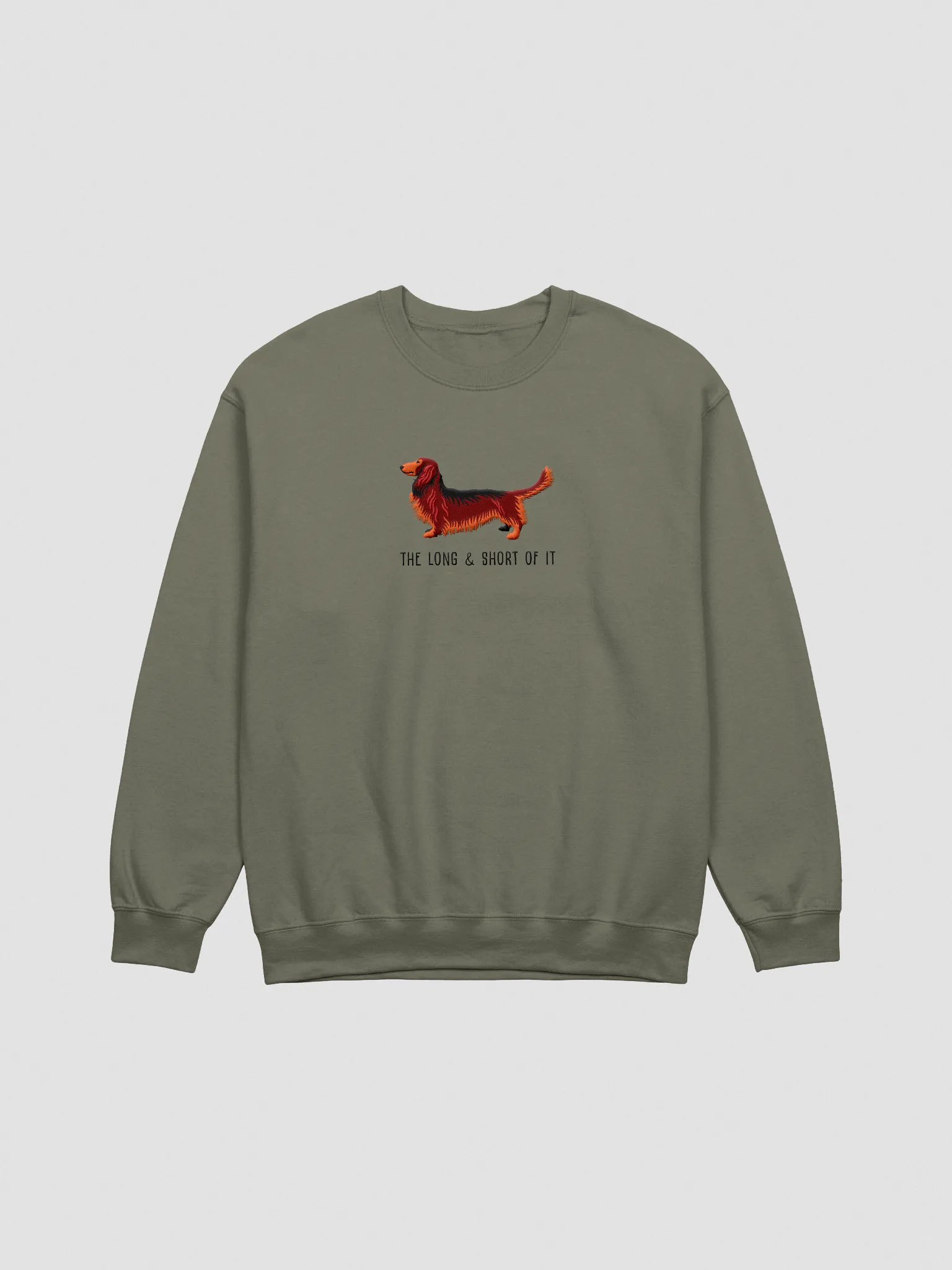 The Long & Short of It Sweatshirt (Embroidered) of a Longhaired Dachshund(Red) product image (3)