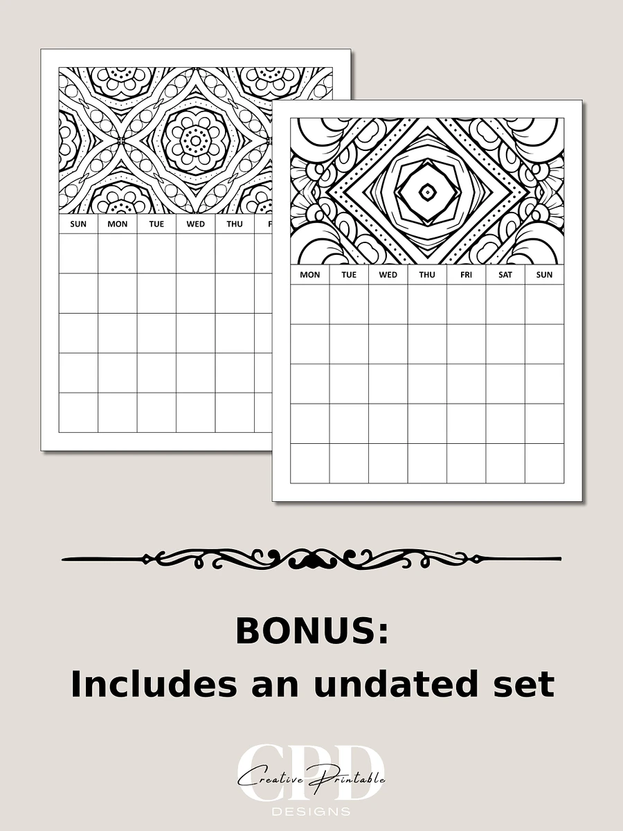 Printable 2024 Monthly Calendar With Coloring Patterns product image (5)