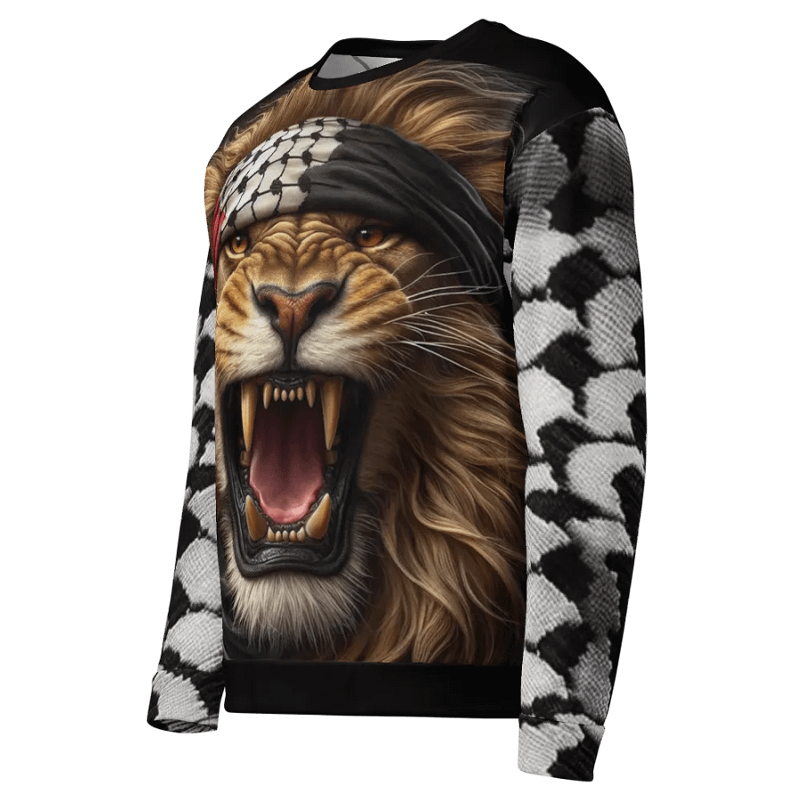 Roaring Lion Keffiyeh Unisex Sweatshirt | AI Design FREE PALESTINA product image (3)