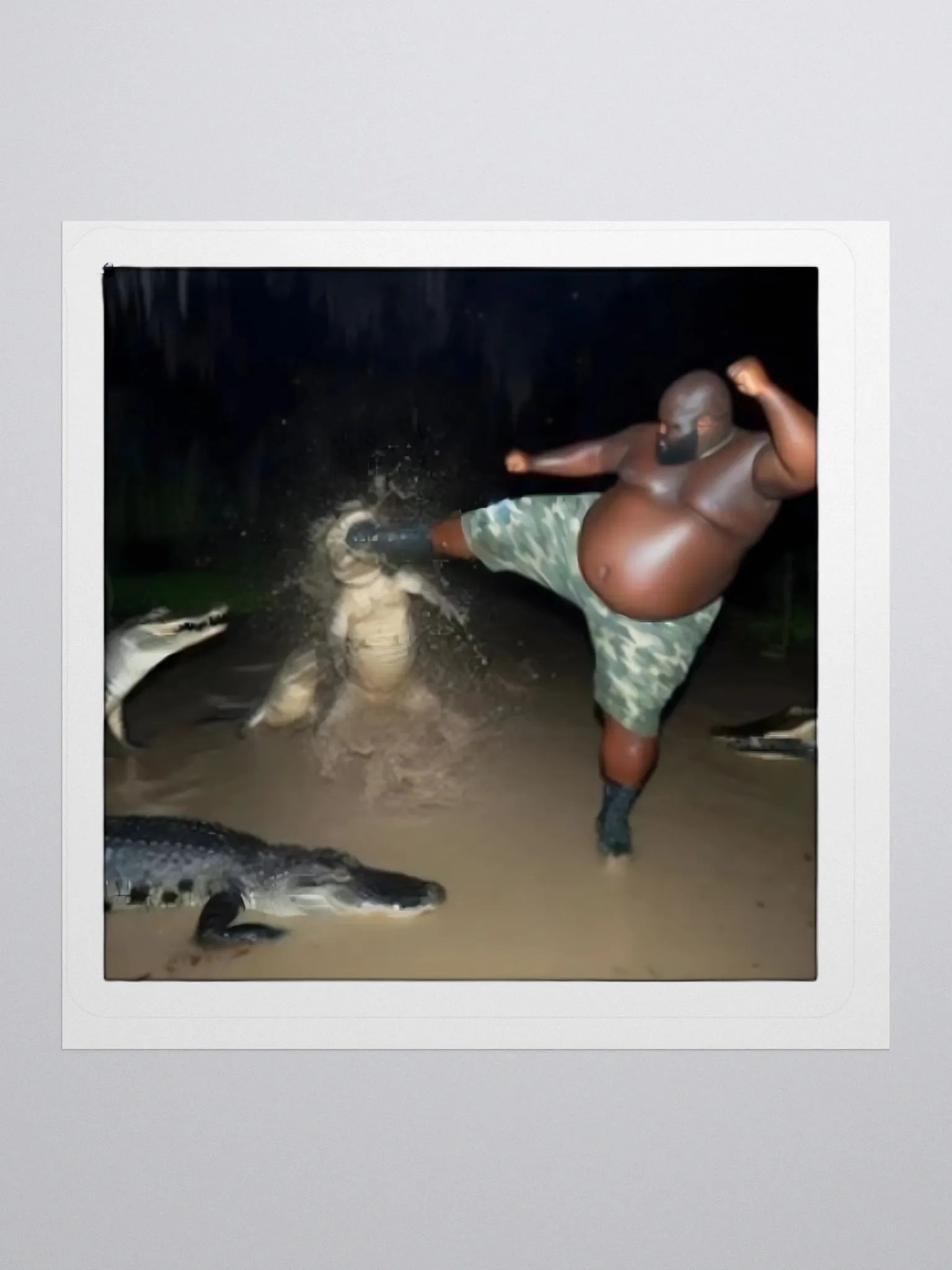 Man Kicking Alligator Sticker product image (1)
