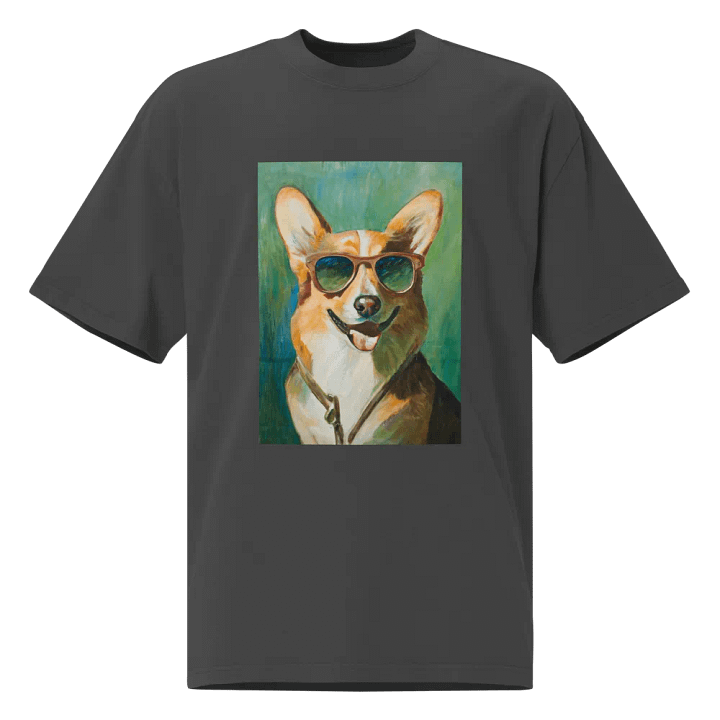 Cool Corgi Sunglasses Painting - dogPXL Artistic series Oversized Faded T-Shirt product image (2)