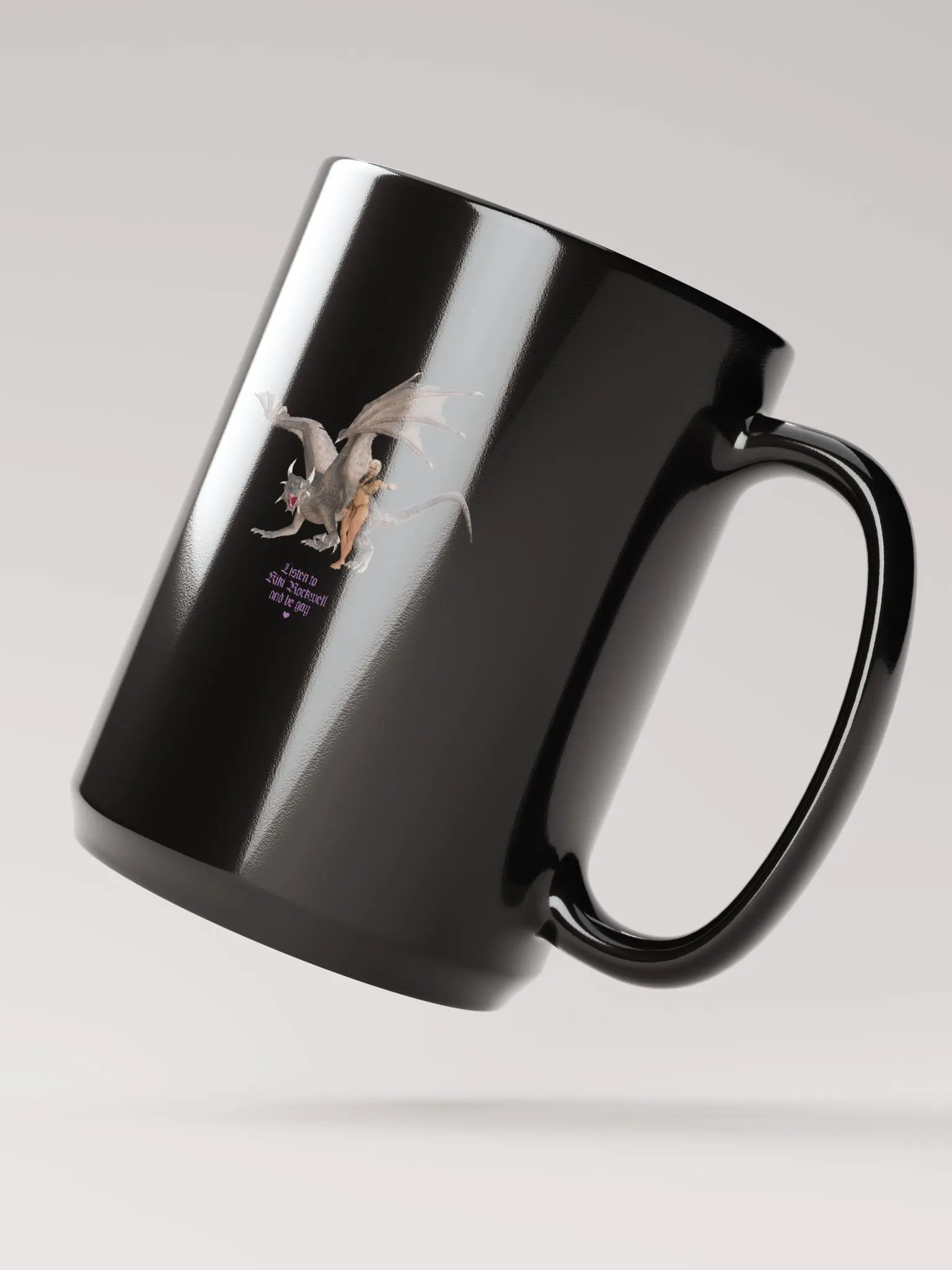 'Listen To Kiki Rockwell And Be Gay' Dragon Black Mug product image (2)