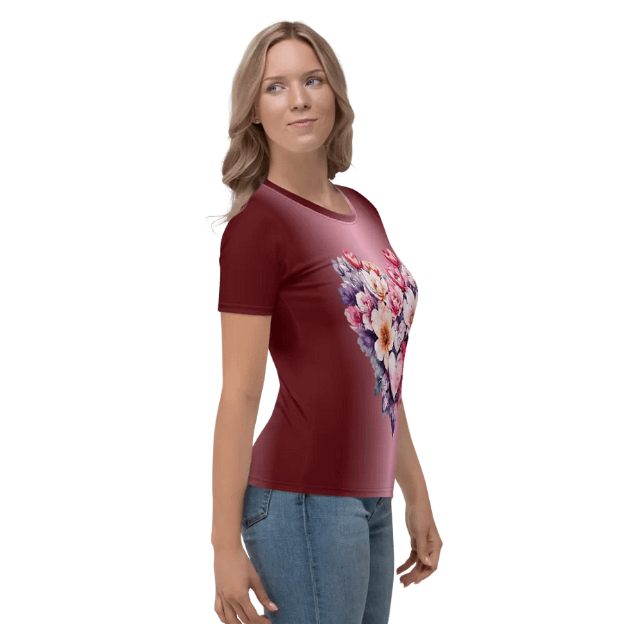 Floral Heart All Over Print T-shirt product image (5)