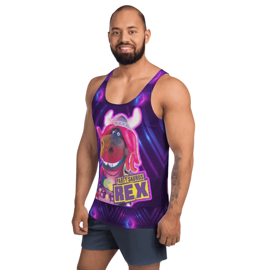 Neon Diamond Partysaurus Rex All Over Print Tank Top product image (3)