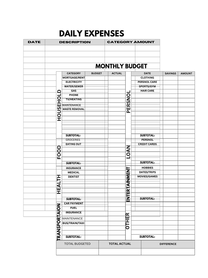 Monthly Budget Tracker" "Personal Finance Logbook" "Income & Expense Tracker" product image (1)