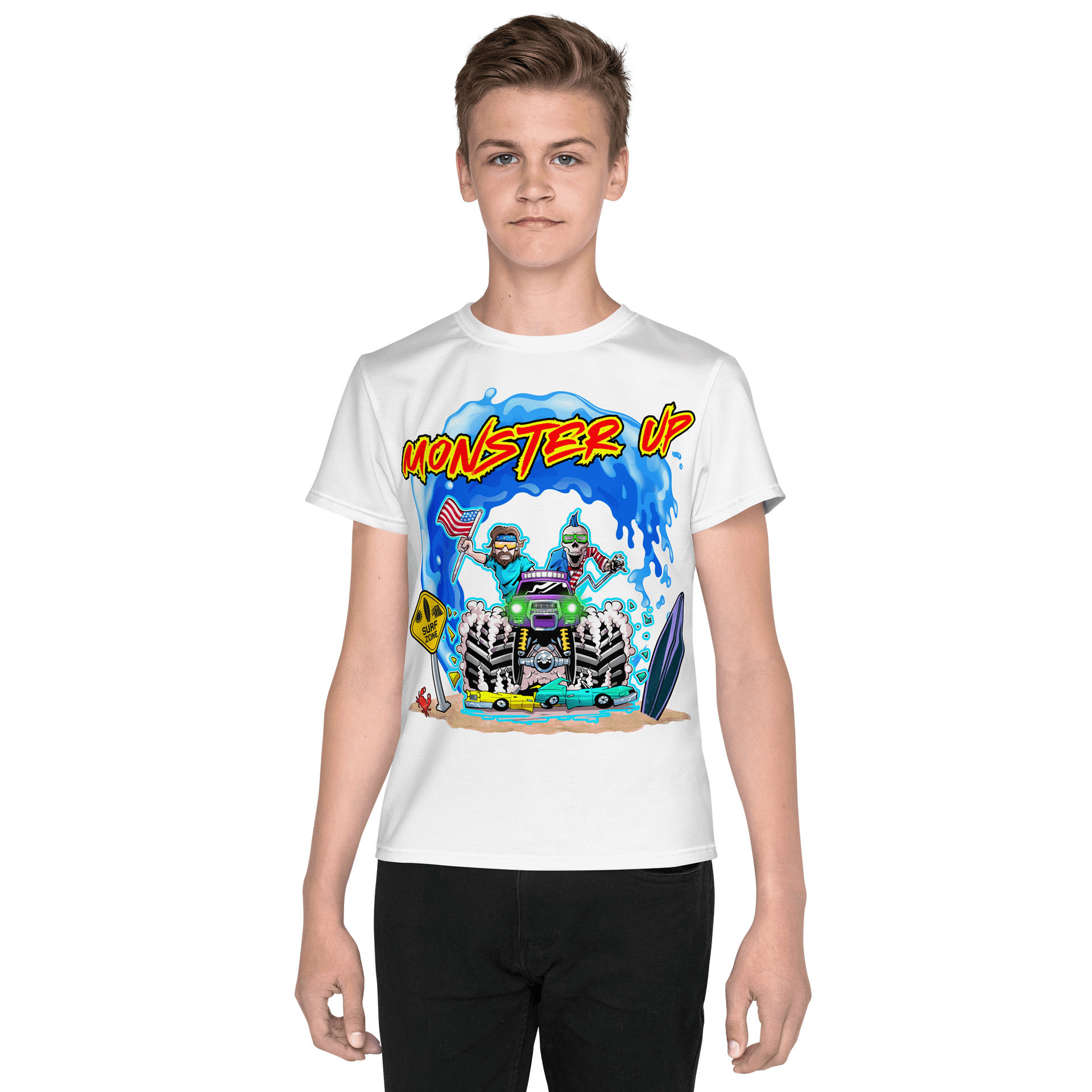 MONSTER UP : All-Over Print Youth Crew Neck T-Shirt product image (1)