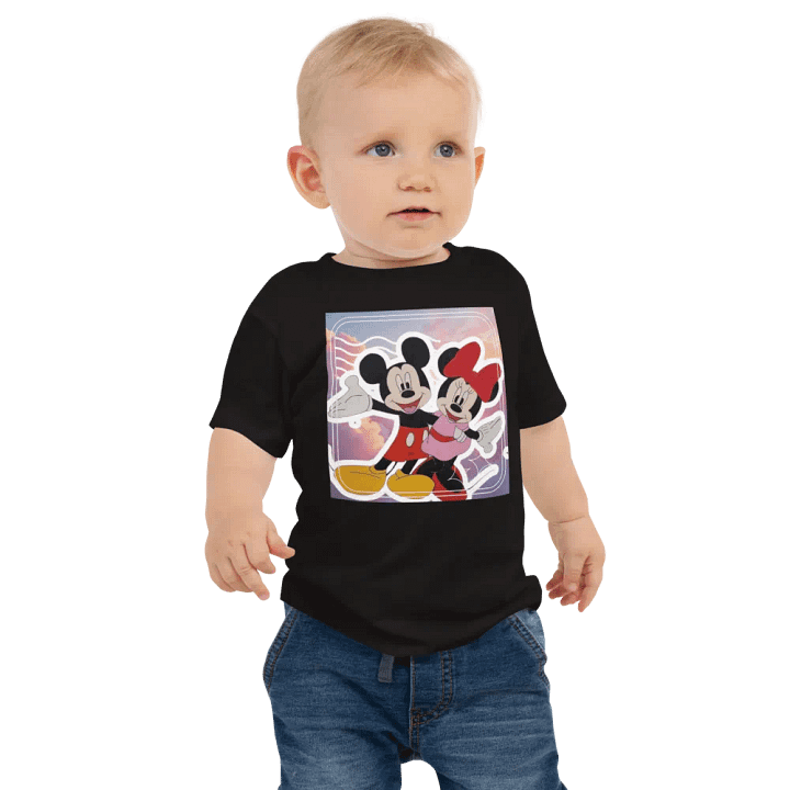 Mickey and Minnie mouse colorful style (art by Dina R.) acrylic painting picture - Baby Jersey Short Sleeve Tee product image (1)