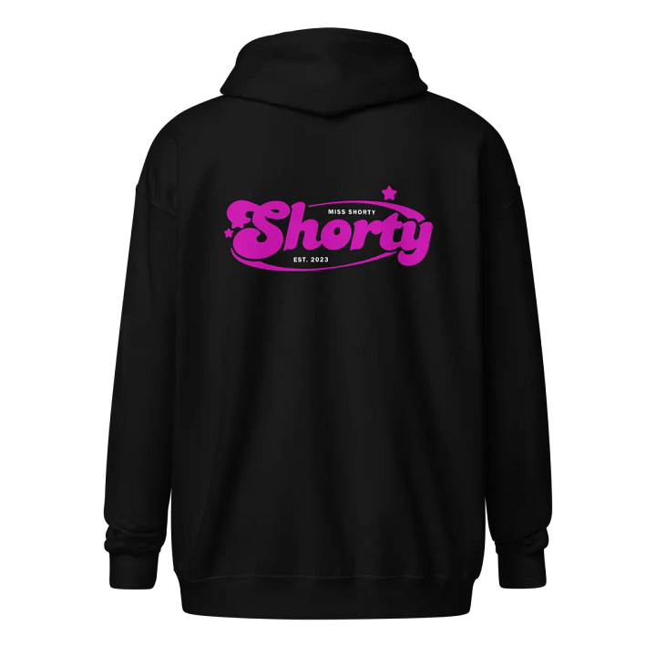 Miss Shorty brand logo and Pink Shorty Zip Hoodie product image (2)