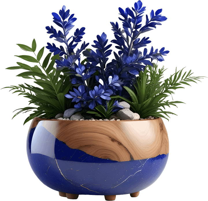 Wood & Lapis Elegance – Vase PNG for scene creator product image (1)