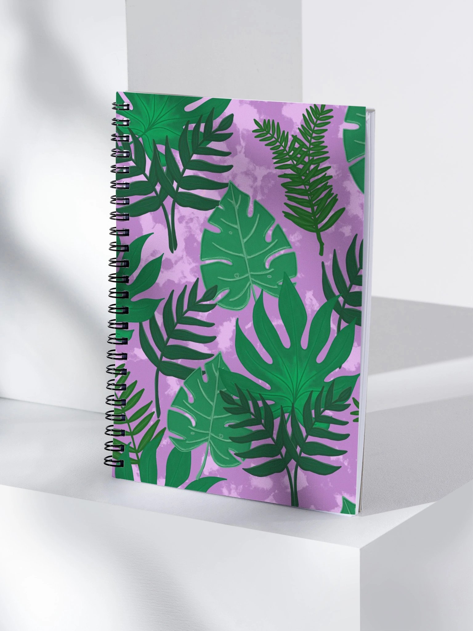 Jungle Leaves Pattern-Purple Background Spiral Journal product image (5)