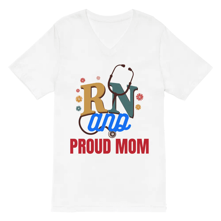 RN and Proud Mom Floral V-Neck Tee product image (6)