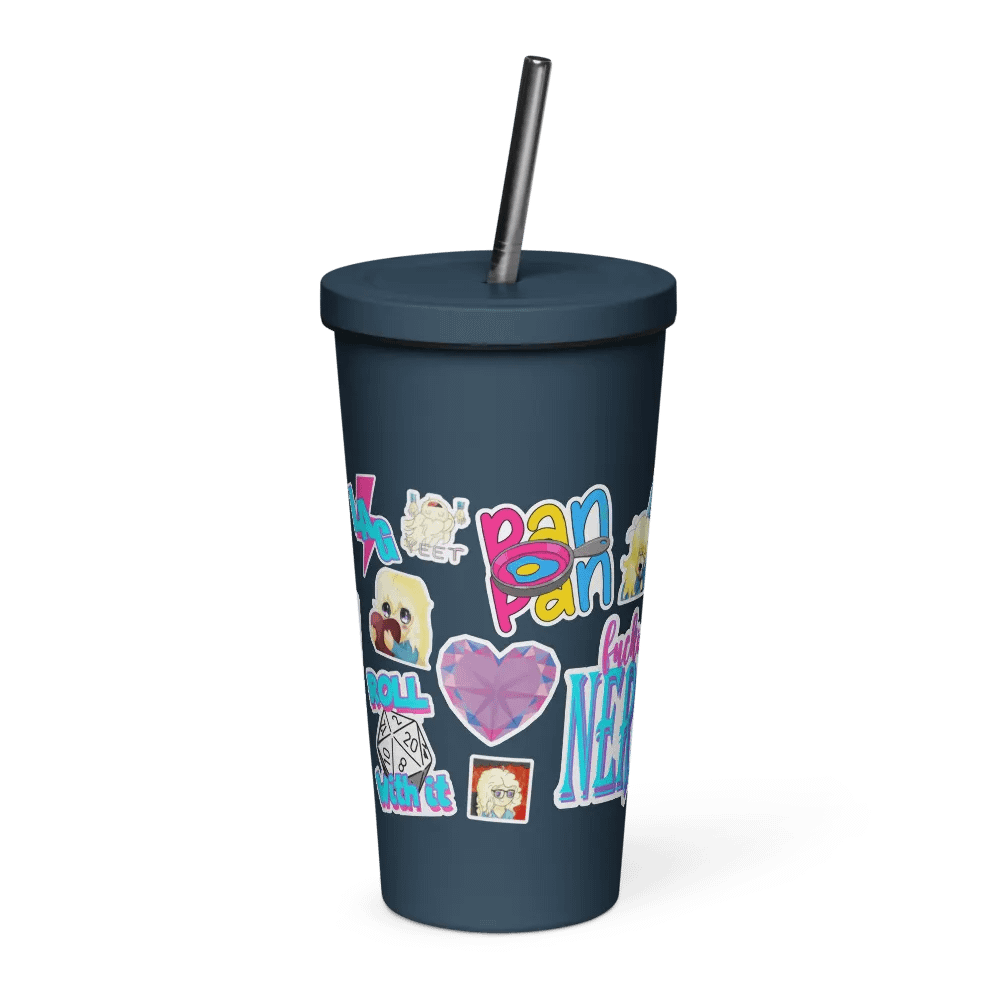 Faux Sticker Insulated Tumbler with Lid and Straw product image (2)