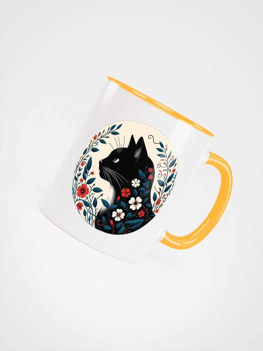 Floral Feline: Black Cat Coffee Mug 11oz product image (4)