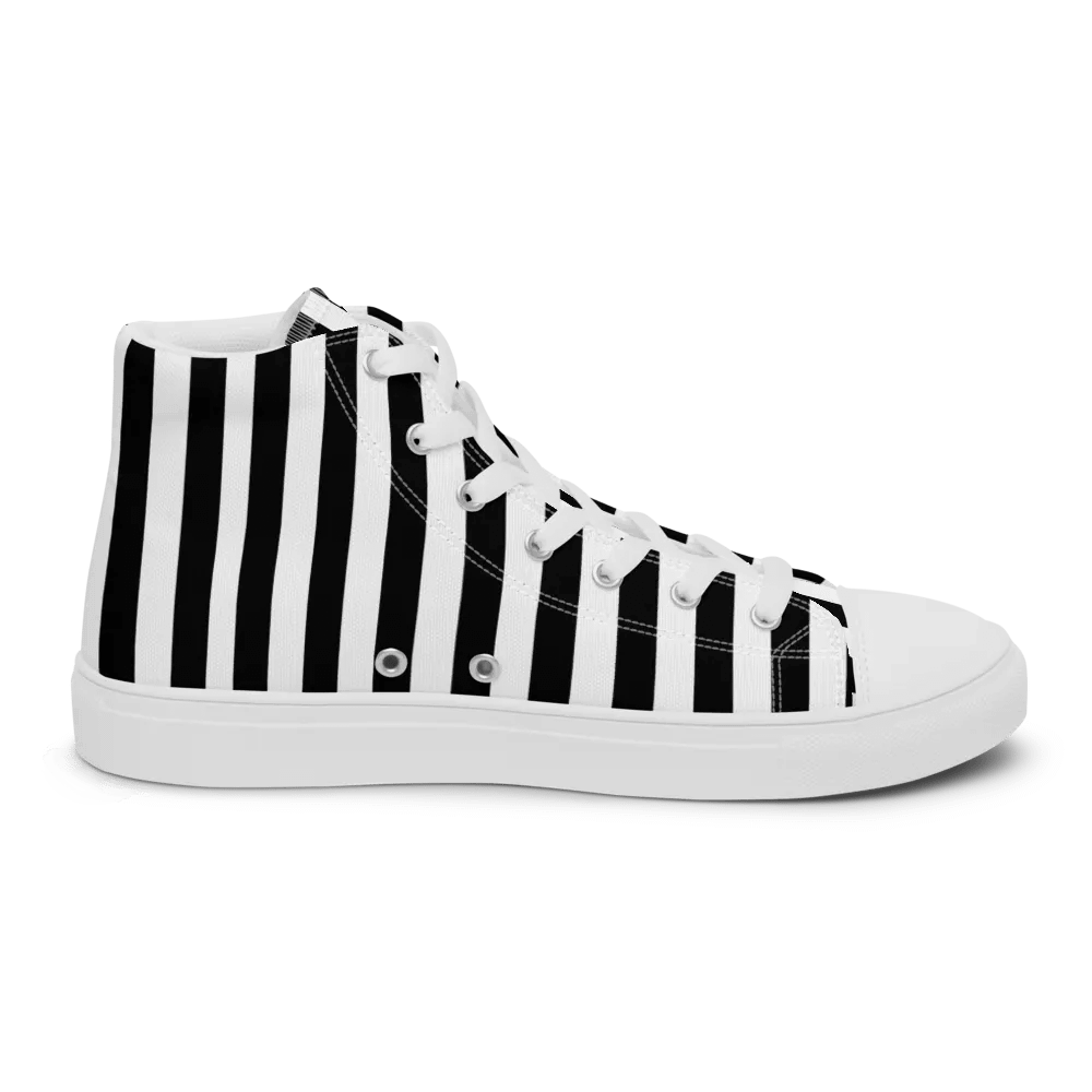 Women's Black And White Striped High Tops product image (7)