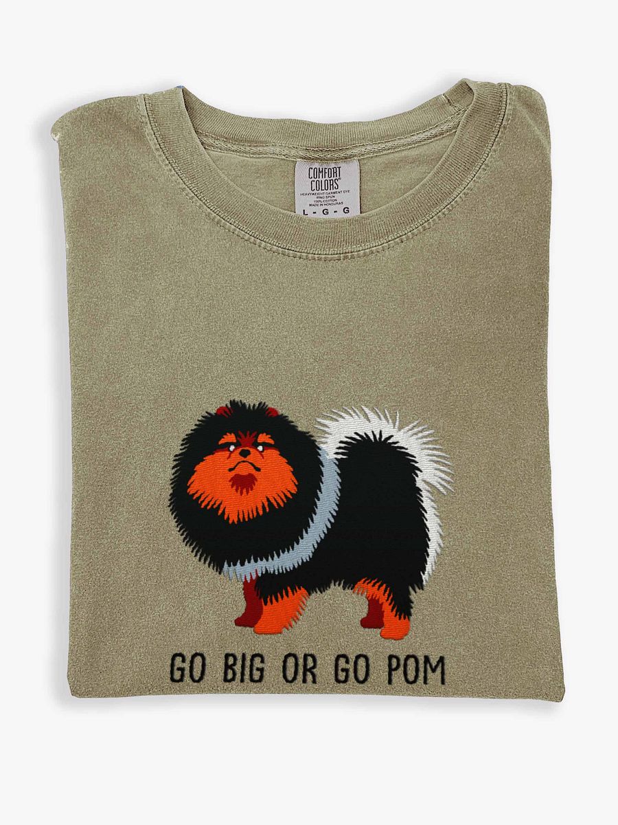 Go Big or Go Pom T-Shirt(Embroidered) of a Pomeranian(Black & Tan) product image (1)