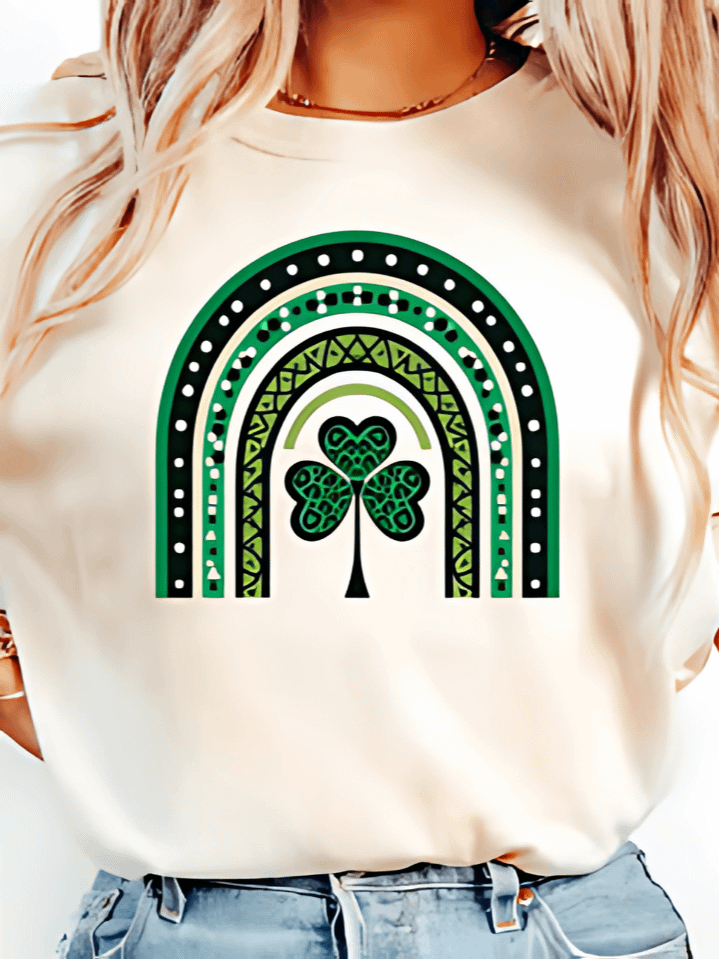 Shamrock Leopard Rainbow St. Patrick’s Day T-Shirt Sublimation Design – colorful rainbow with leopard-print shamrock, 300 DPI PNG, instant digital download product image (1)