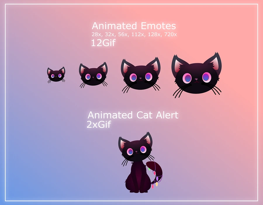 Cute Stream Overlay Animated pack, Cat Stream Overlay Pack, Vtuber Stream Overlay product image (4)
