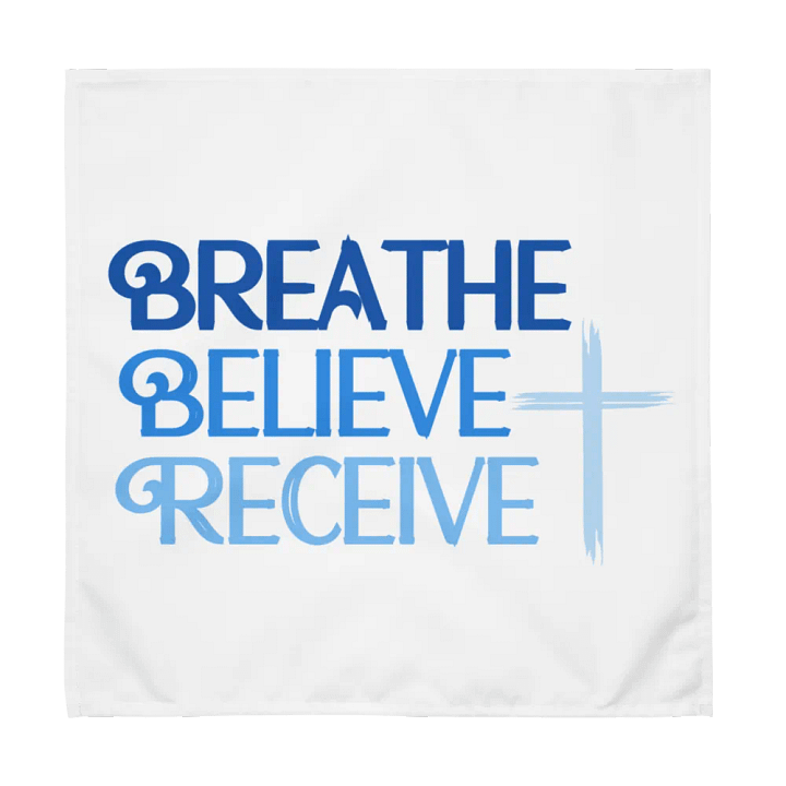 BREATHE BELIEVE RECEIVE SET OF 4 CLOTH NAPKINS, INSPIRATIONAL MOTIVATIONAL, SELF-AFFIRMATION, POSITIVE VIBES, GIFT IDEA product image (1)