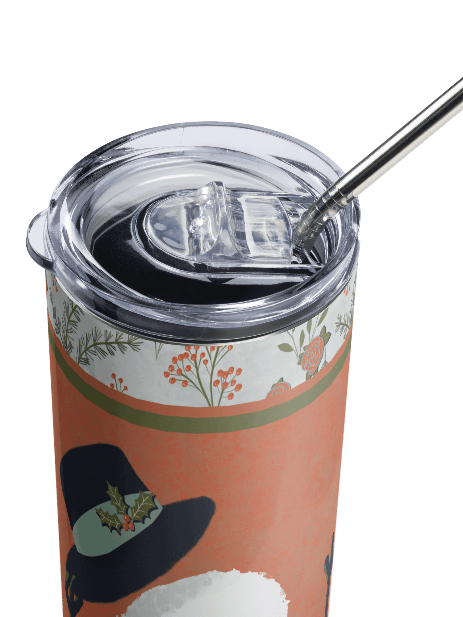 “Snowman Hello” 20-Ounce Stainless Steel Tumbler with Straw product image (8)