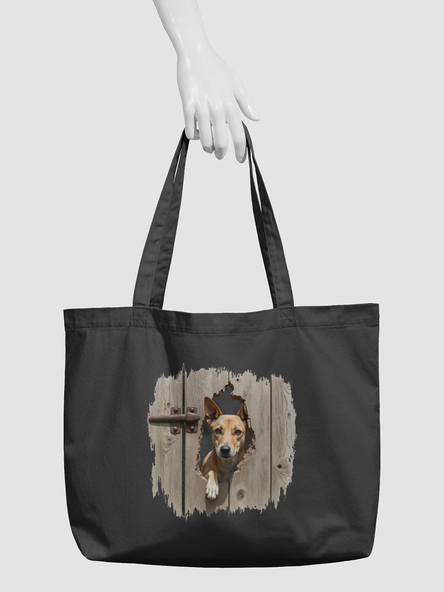 Potcake Peeking Through Rustic Wood Door Tote product image (5)
