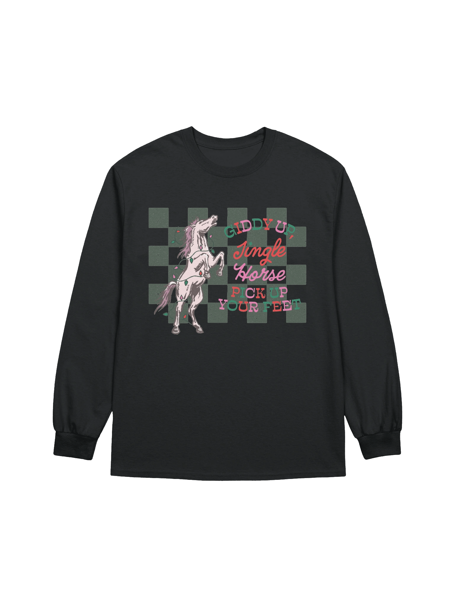 dark jingle horse printed long sleeve product image (2)