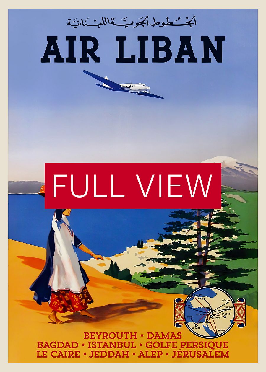 Air Lebanon/Air Liban, Lebanon, Beirut, 1950s — retro vintage travel poster product image (3)