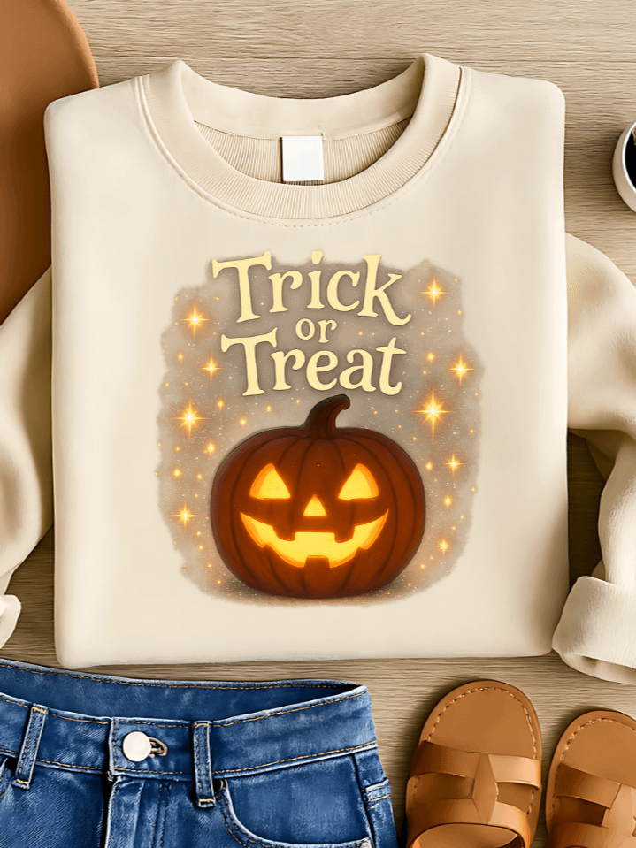 Glowing Pumpkin Spell Sublimation PNG – “Trick or Treat” Jack-O’-Lantern for T-Shirts – Magical Halloween Vibes – 300 DPI Instant Digital Download product image (1)