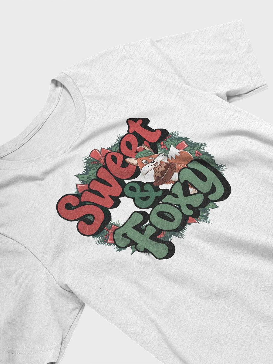 “Sweet & Foxy” t-shirt, Holiday Spirit T-shirt, Playful Sweet & Foxy shirt, Festive fox apparel, Humorous holiday clothing, Christmas-themed apparel, Fox and gingerbread motif, Unique holiday gift product image (3)