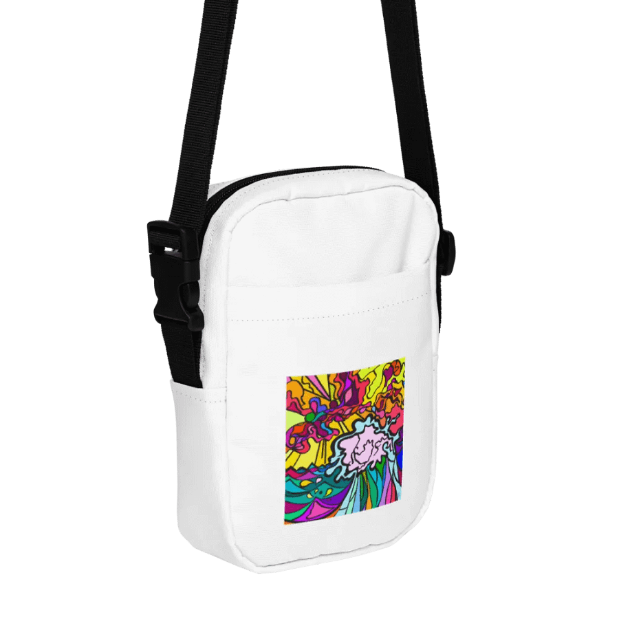 Bags & Packs - Vibrant Swirls All-Over Crossbody Bag – Wave at Sunset product image (1)